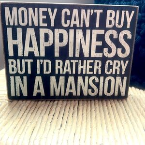 Trimmed Box Sign, 4 x 4-Inches, brownish/black with white letters